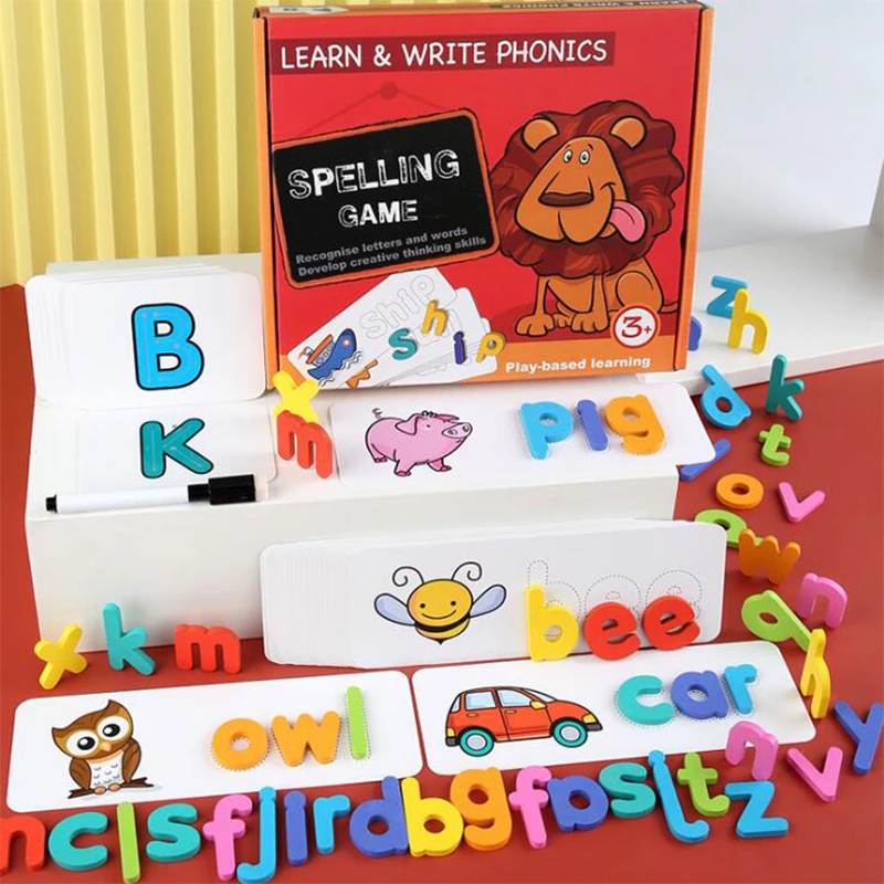 

Home Spelling Word puzzles Set Early Educational For Children Gift Cognitive Toy Alphabet Kindergarten Wooden 26 English Letters