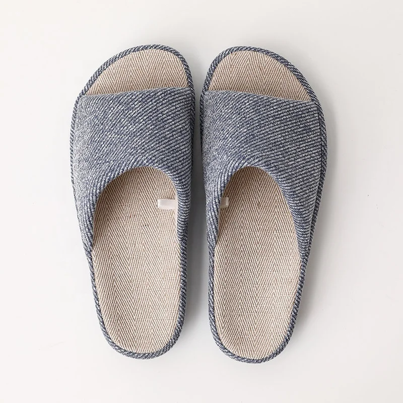 

Japanese Non-slip Eva Polyester Cotton Home Slippers Shoes Women Man Kids Indoor Warm Open Toe Slides Slippers with Linen Lining, 4 colors