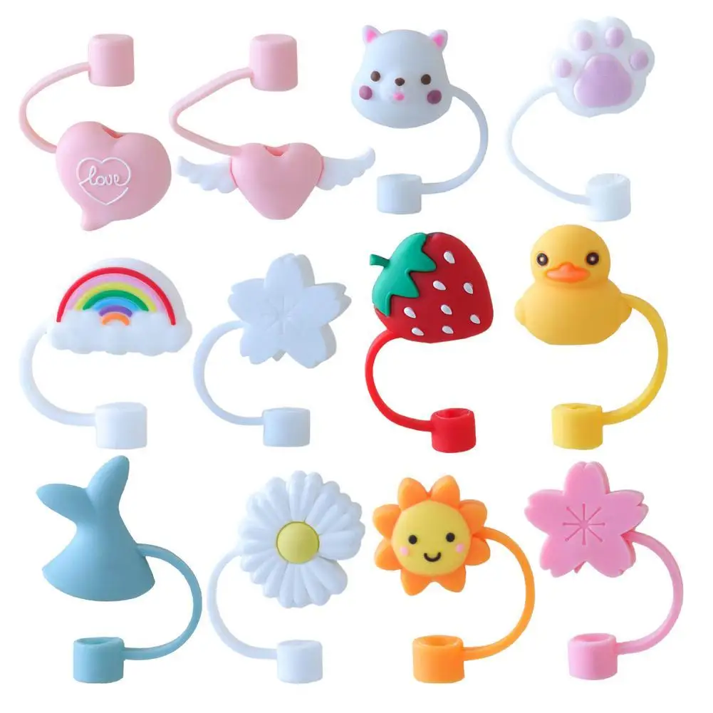 

Amazon Hot Sealed Reusable Creative Cute Dust Lids Straws Plugs Drinking Tips Silicone Straw Cover Tips for 6 to 8mm, Colorful customized