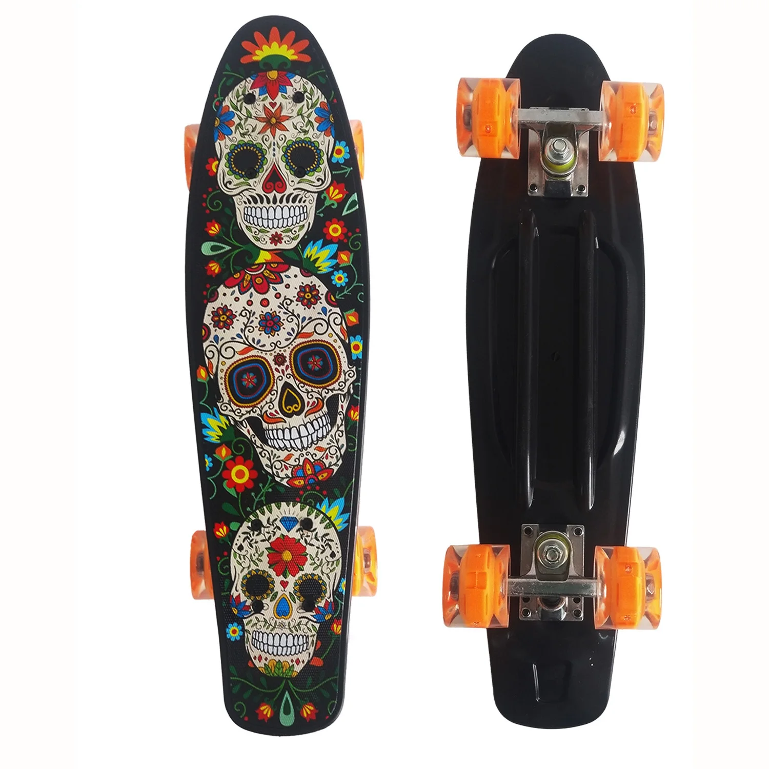 

22 inch mini cruiser plastic skateboard complete blank deck plastic skate board cruiser skateboard with big LED wheel