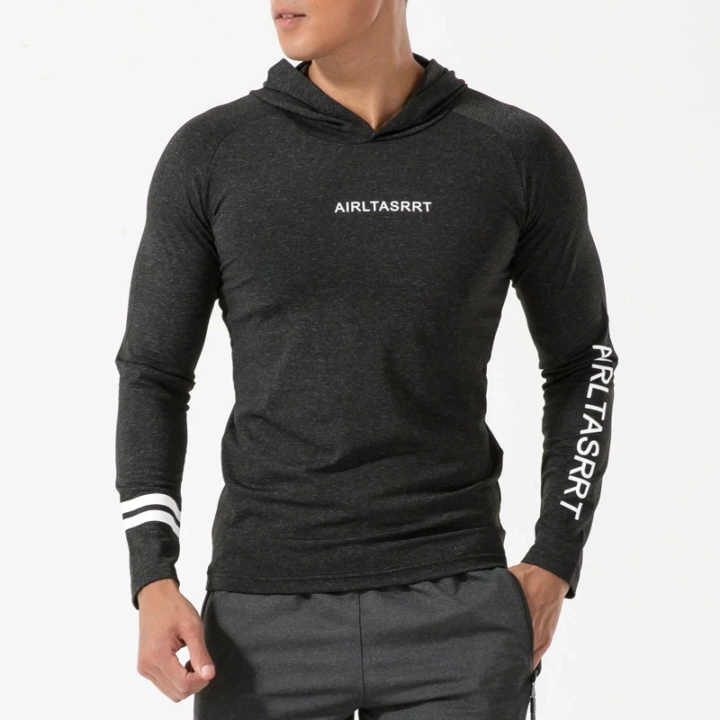 

Mens Running Fitness Sports Hooded Tight Hoodie Gym Soccer Training Jogging Quick Dry Breathable Sports Clothing