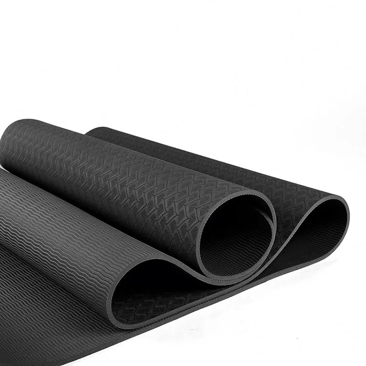 

Manufacture Black And Grey Thick TPE Yoga Mat Logo Custom