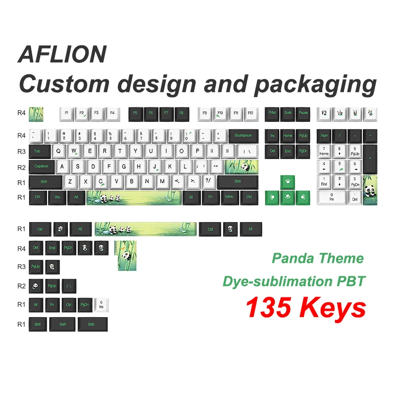 

AFLION Custom 60% Typewriter Green Bamboo Gaming Printing Iso Espanol Cute Rgb Pbt Black Keycaps For Mechanical Keyboard