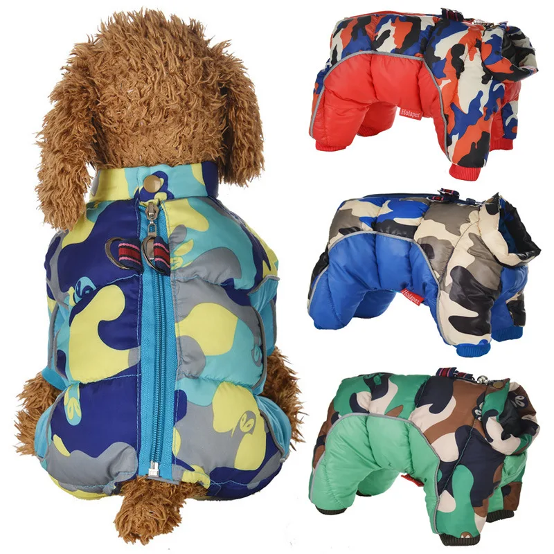 

Autumn and winter new dog clothes pet camouflage cotton clothes Waterproof and coldproof dog jacket jacket four-legged pet cloth