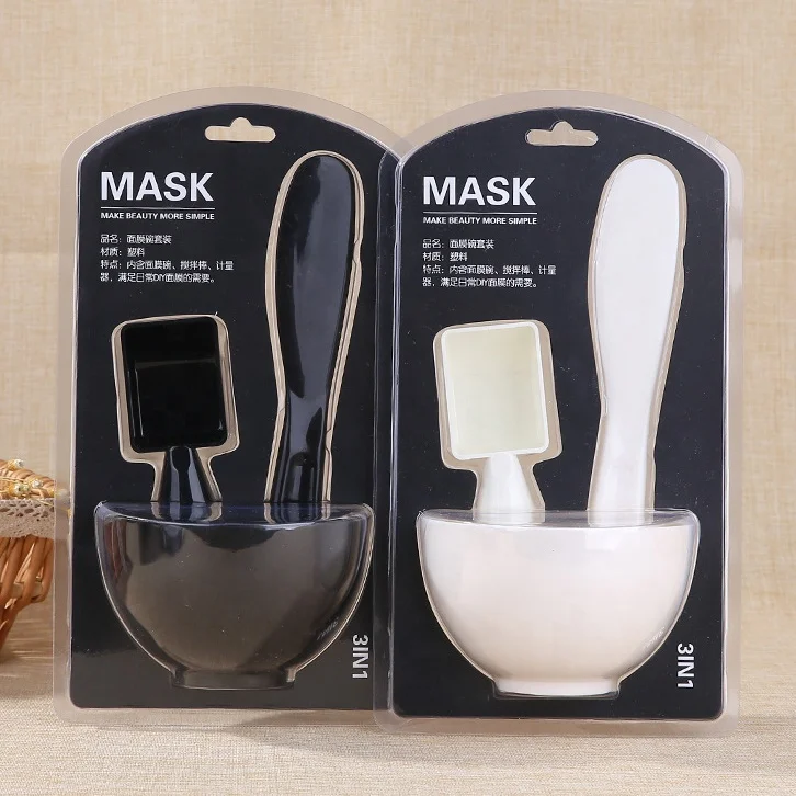 

3 in 1 Cosmetic DIY Face Bowl Set Makeup Facial Bowl Wholesale, Black and white