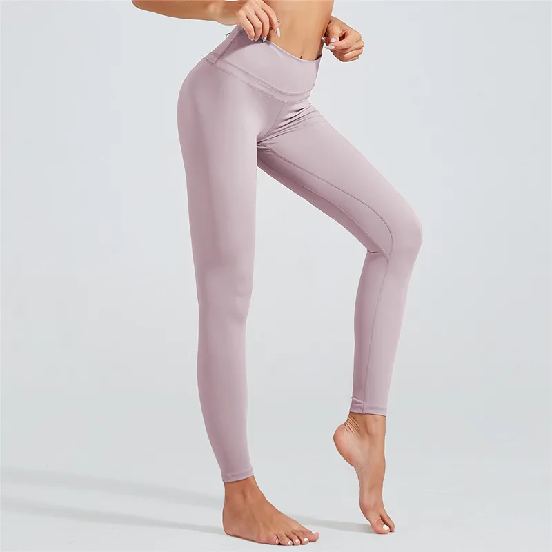 

2021 Yoga Pants Wholesale Double Sided 80% Nylon Leggings Ladies Fashionable Tights, Pink