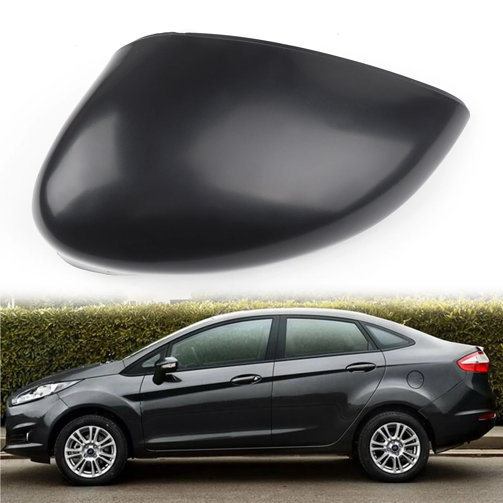 

Areyourshop Right Matte Black Wing Door Side Rearview Mirror Cover For Ford Fiesta 09 10 11 12 13 14 15, As picture show