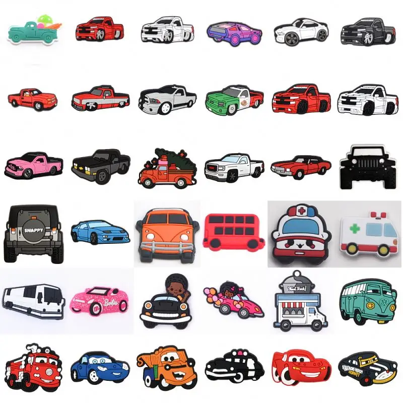 

New Custom Racing Car Croc Charms Cartoon Accessories PVC Shoe Decoration For Croc Shoes Girls Kids Party X-mas Gifts