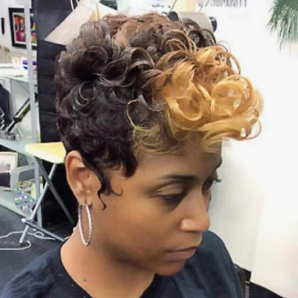 

Wholesale Natural Hair Wigs Fashion Style Short Curly Women Wig, Photo color