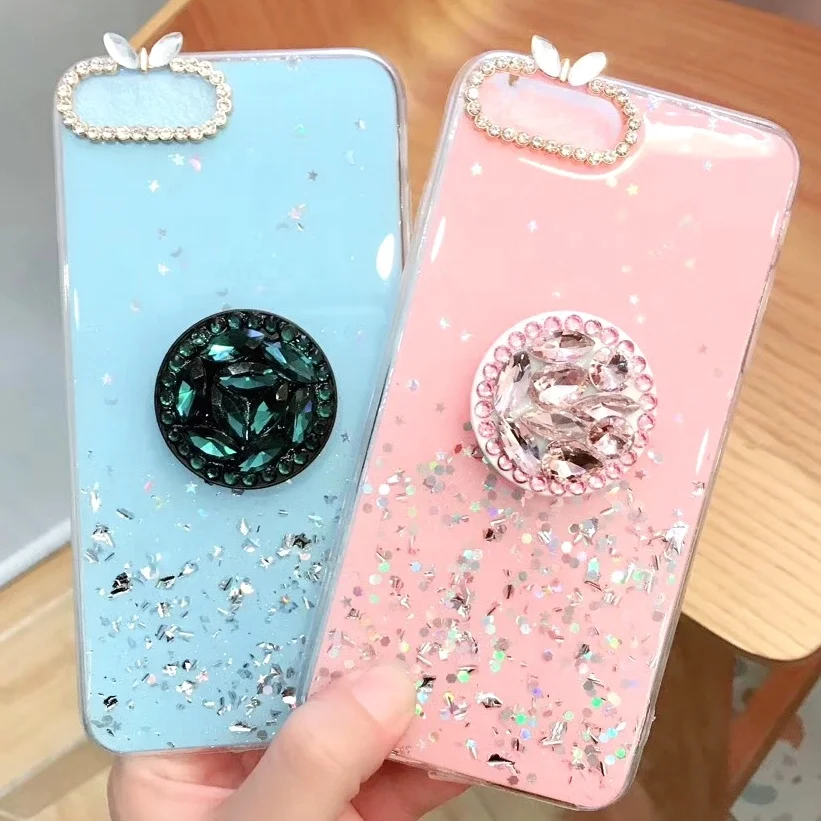 

Free Shipping Bling Phone Case for iphone 12 11 Pro Max X 8 7 Plus XR XS MAX Thin Slim Diamond Stand Holder Back Shell Cover