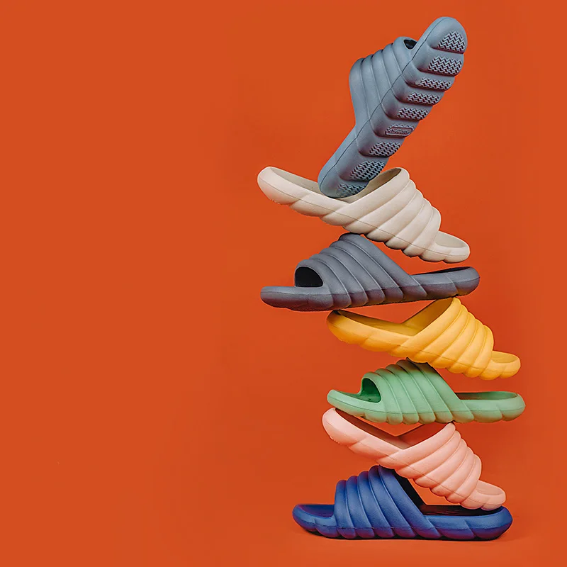 

2020 Ladies Slippers Designs Candy Color Bathroom Anti-Skid EVA Thick Bottom Super Soft Flat Slides Pantoufles