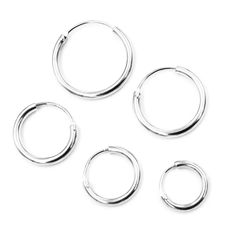 

Medium 925 Sterling Silver Small Hoop Earrings For Women Ear Bone Buckle Round Circle Earrings Hoops Ear Rings Earings Jewelry