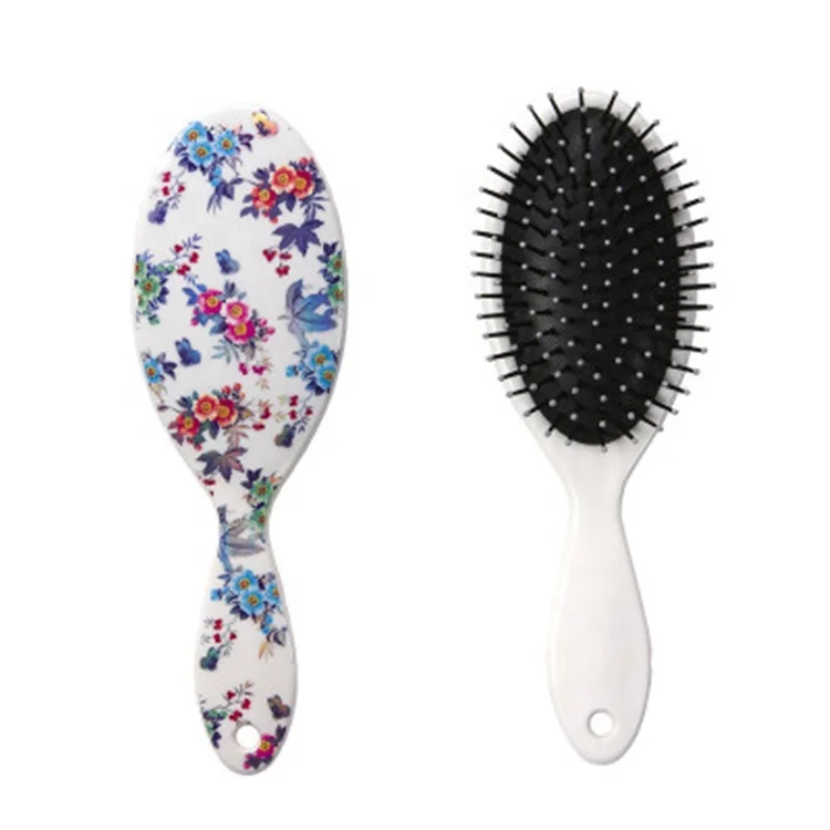 

Hot stamping Anti Knot Comfortable Touch Rubber Coating Oval Comb Paddle Hair Brush, As picture,customized
