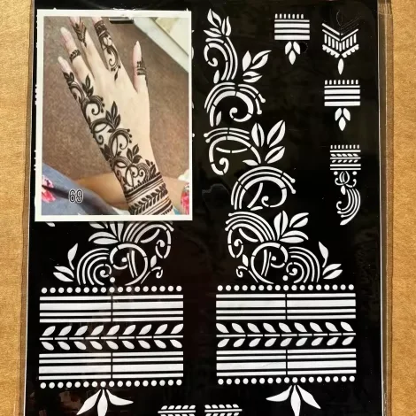 19*25cm DIY Painted Henna Body Art Hallow Stencils Templates Temporary Sticker Packing with Photos on It