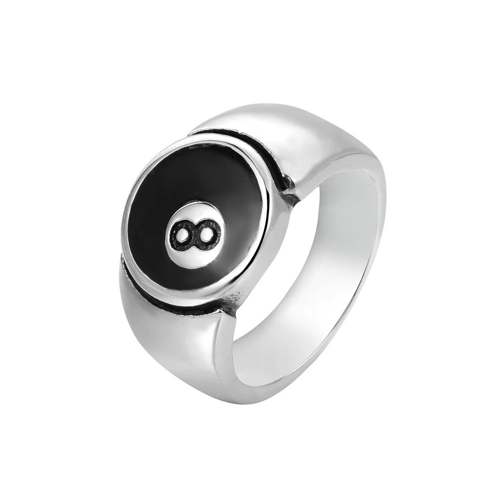 

New stylish stainless steel billiards 8 ring for men