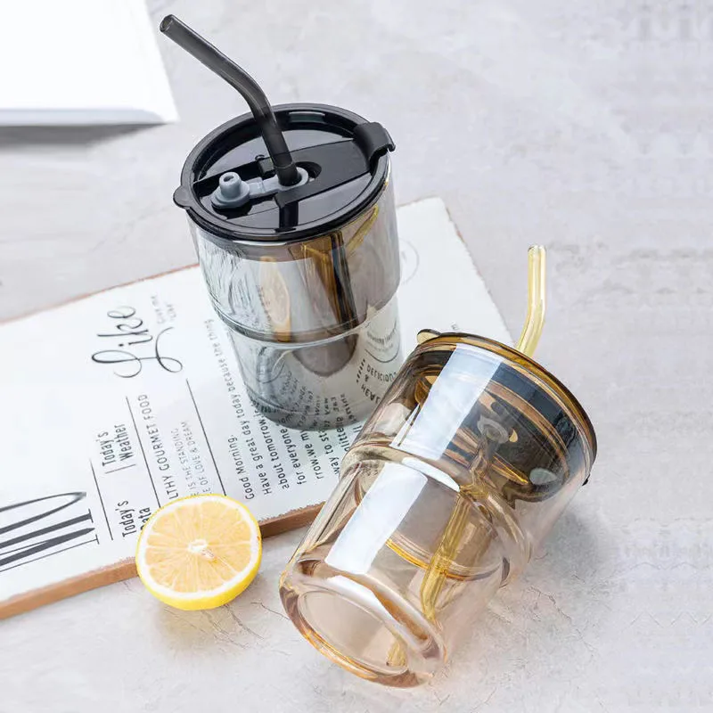 

Milk Juice Water Coffee Clear Frosted Mug Sublimation Cup Glass Tumbler With Straw And Lid, Transparent clear glass cup