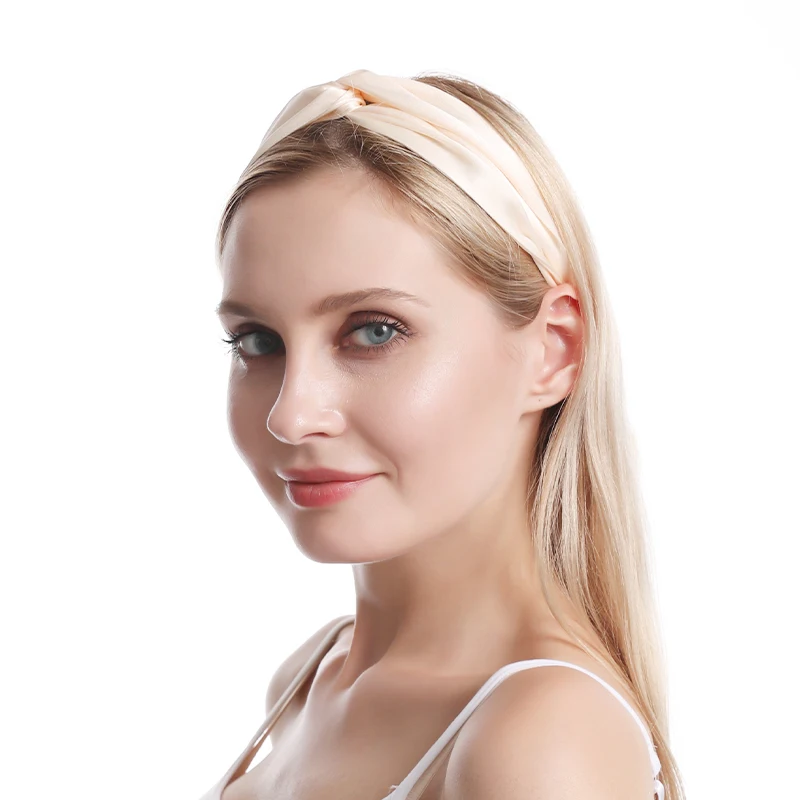 

Wholesale custom Logo luxury Hair Head Band Women 100% Mulberry Silk Headband