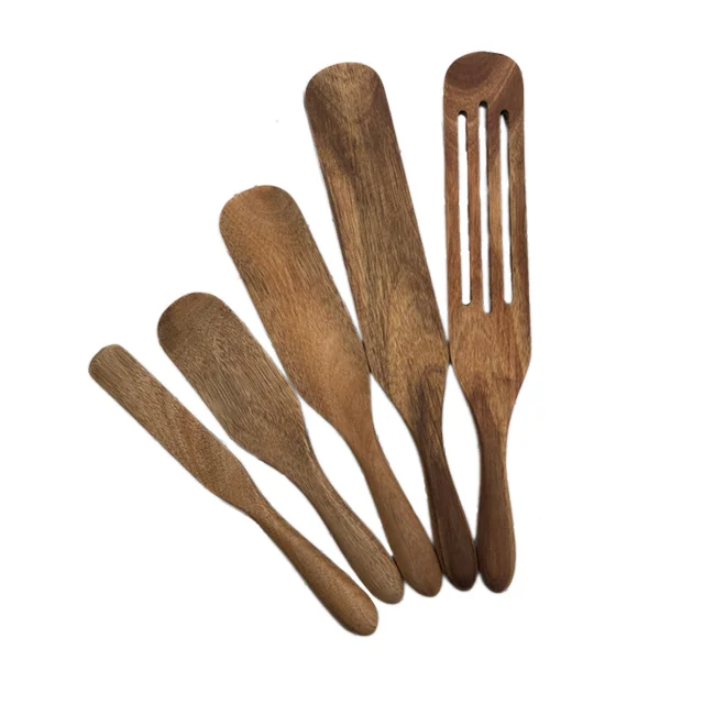 

RAYBIN custom wooden spurtles kitchen set natural acacia wood spurtle set