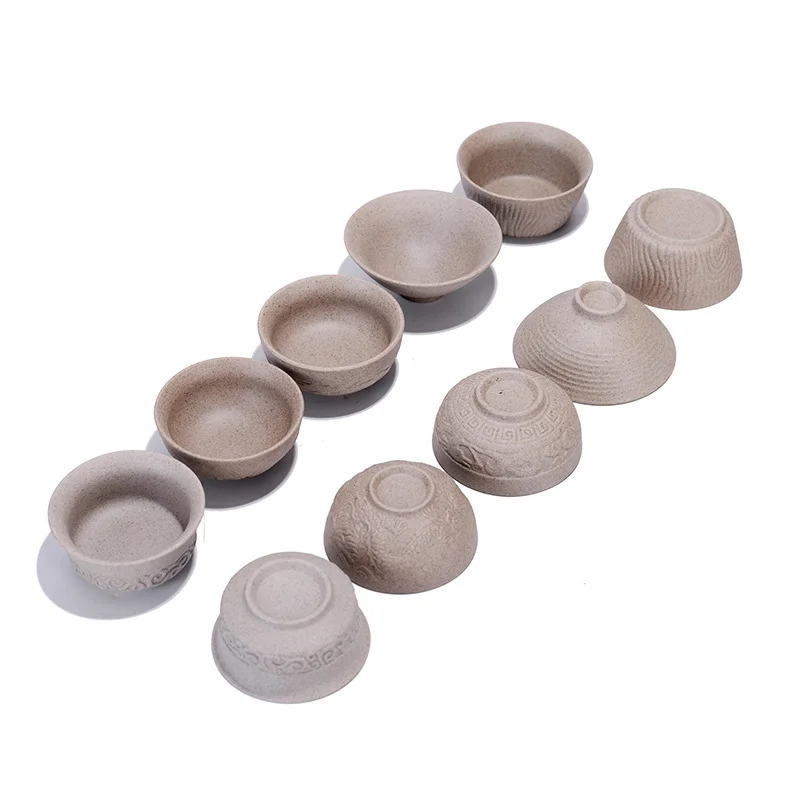 

Creative ceramic original pottery old rock mud retro Chinese and Japanese tea relief personal Kung Fu tea set, Customized color