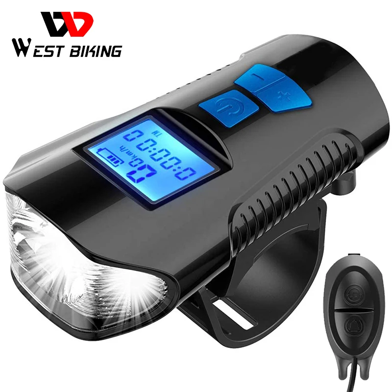 

Waterproof Bicycle Light USB Rechargeable Bike Front Light Flashlight with Bike Computer LCD Speedometer Cycling Head Light Horn