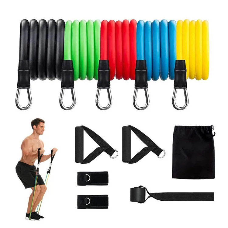 

11Pcs Set Muscle Strength Training Resistance Band Pull Rope Yoga Exercise Bands Workout Elastic Stackable Resistance Band Set, Customize color