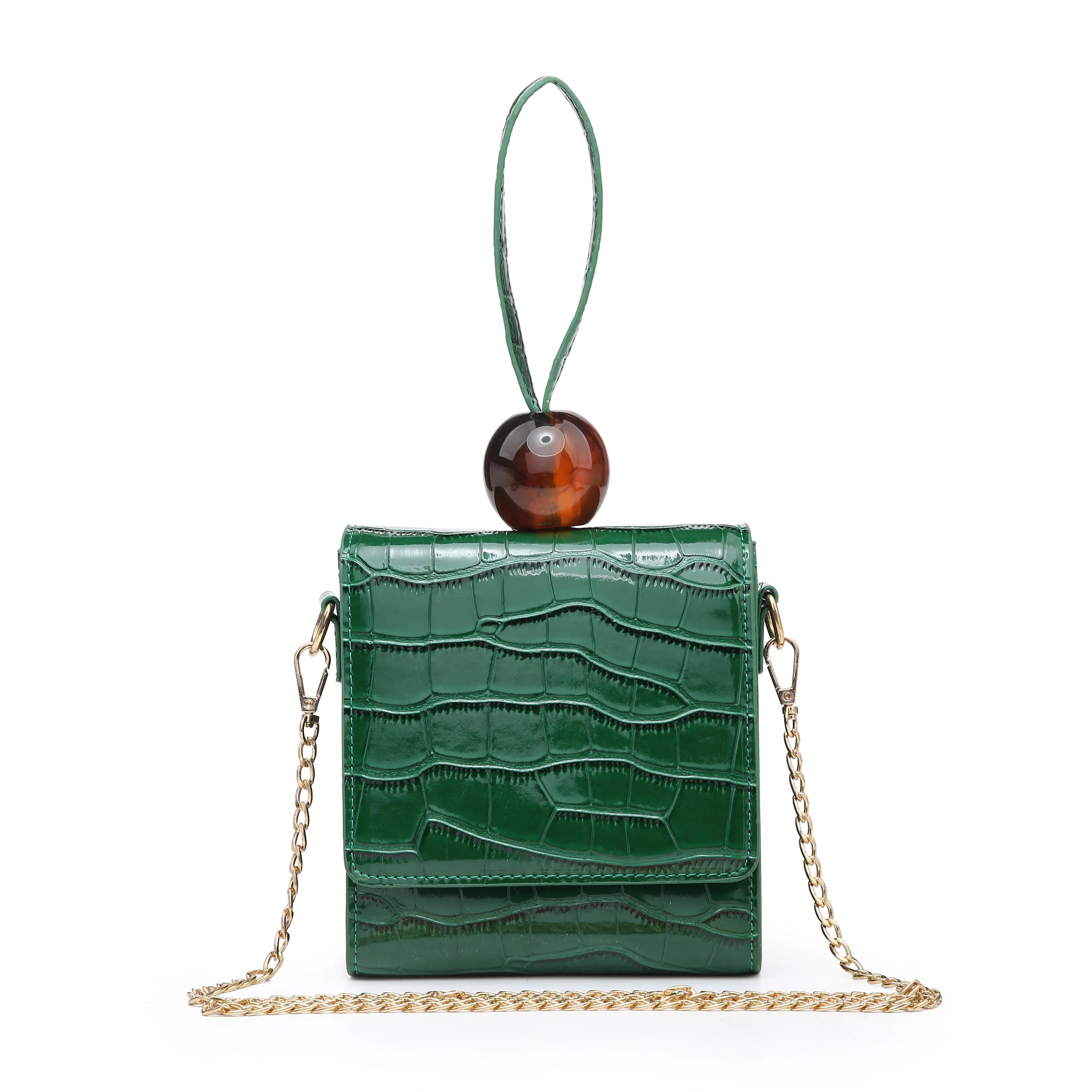 

2019 Hot Sale New Designer Tote Leather Bag Women Beads Crossbody Bag Snake Pattern Luxury Handbags