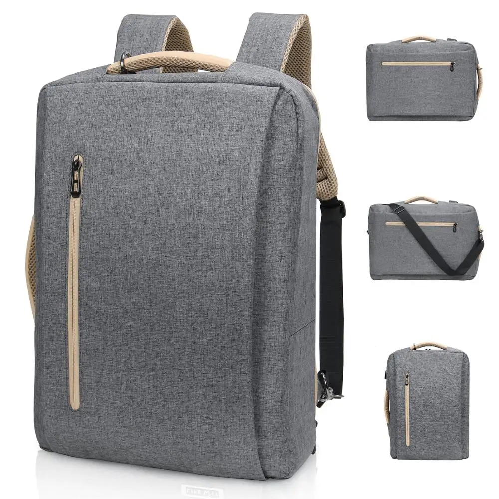 

Convertible Backpack Laptop Messenger Bag Anti Theft Shoulder BriefcaseHandbag with USB Charging Port Business Travel backpack, Gray or custom