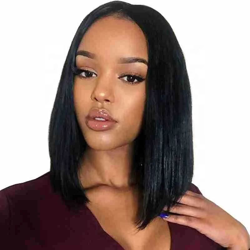 

LK vibrant black dark brown 20 inch bob wig 100% high temperature resistant synthetic wig for black women, Image display