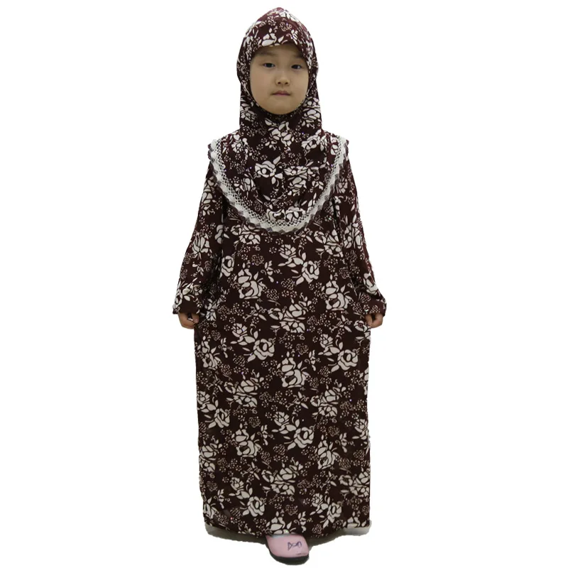 

2020 best selling Wholesale print Muslim girls Abaya Islamic Prayer Clothing With Hijab YM019, Mix print