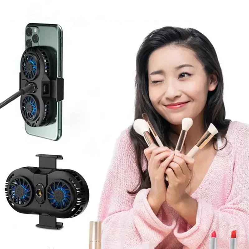 

2021 trending New design product Semiconductor Radiator Game Handle Cooler Pad phone holders mobile cooling fan, Black and white