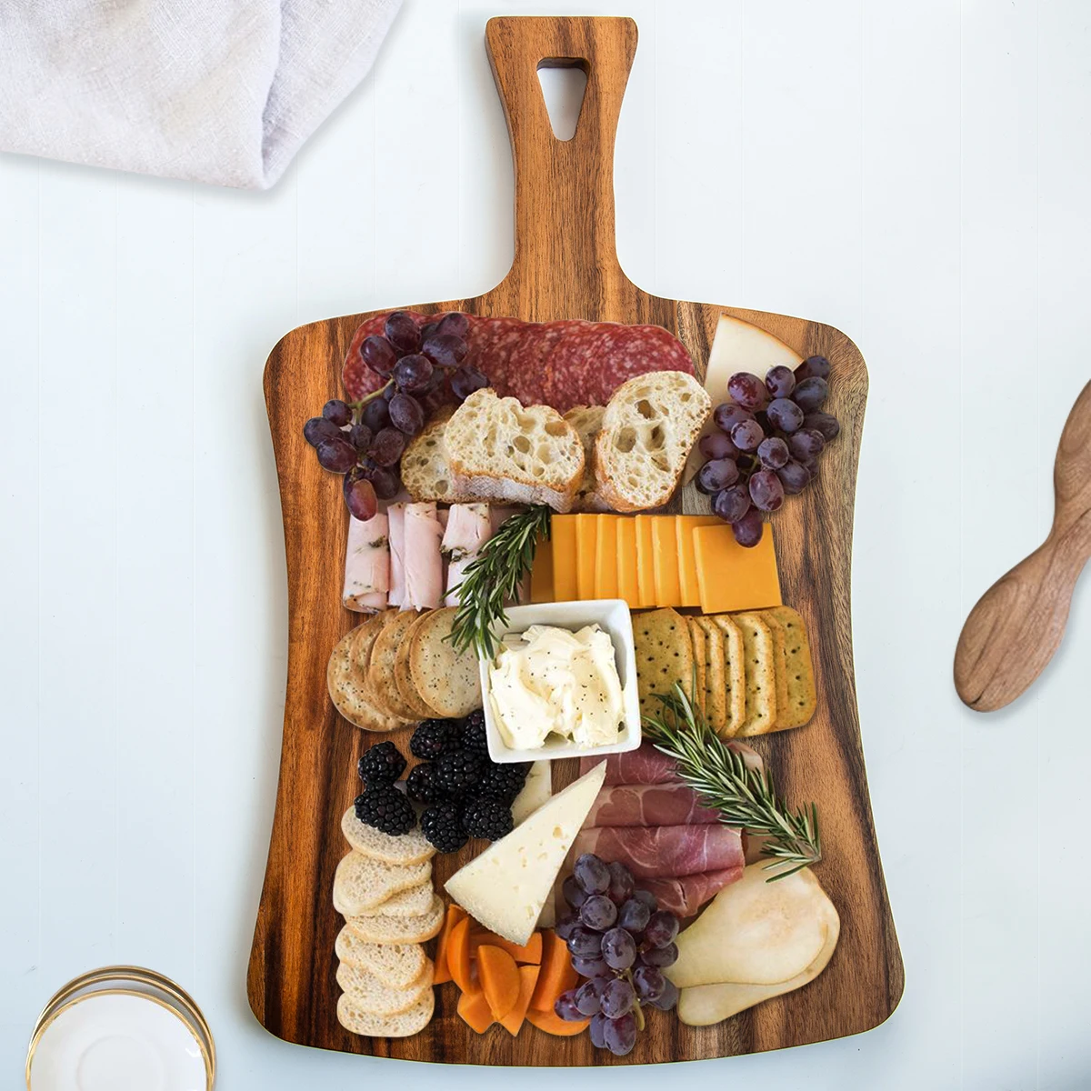 

Unique Design Sector Acacia Wooden Charcuterie Board Kitchen with Holder