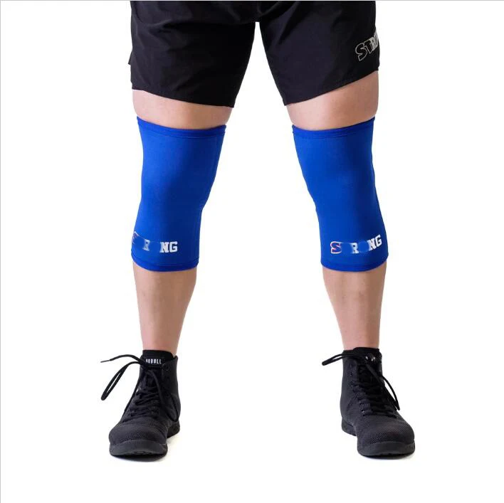 

gym men fitness strong knee sleeves neoprene 7mm powerlifting, Black, blue, red
