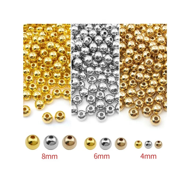 

Wholesale 4mm 6mm 8mm Round DIY Gold Plated CCB Acrylic Spacer Beads For DIY Jewelry Making Findings