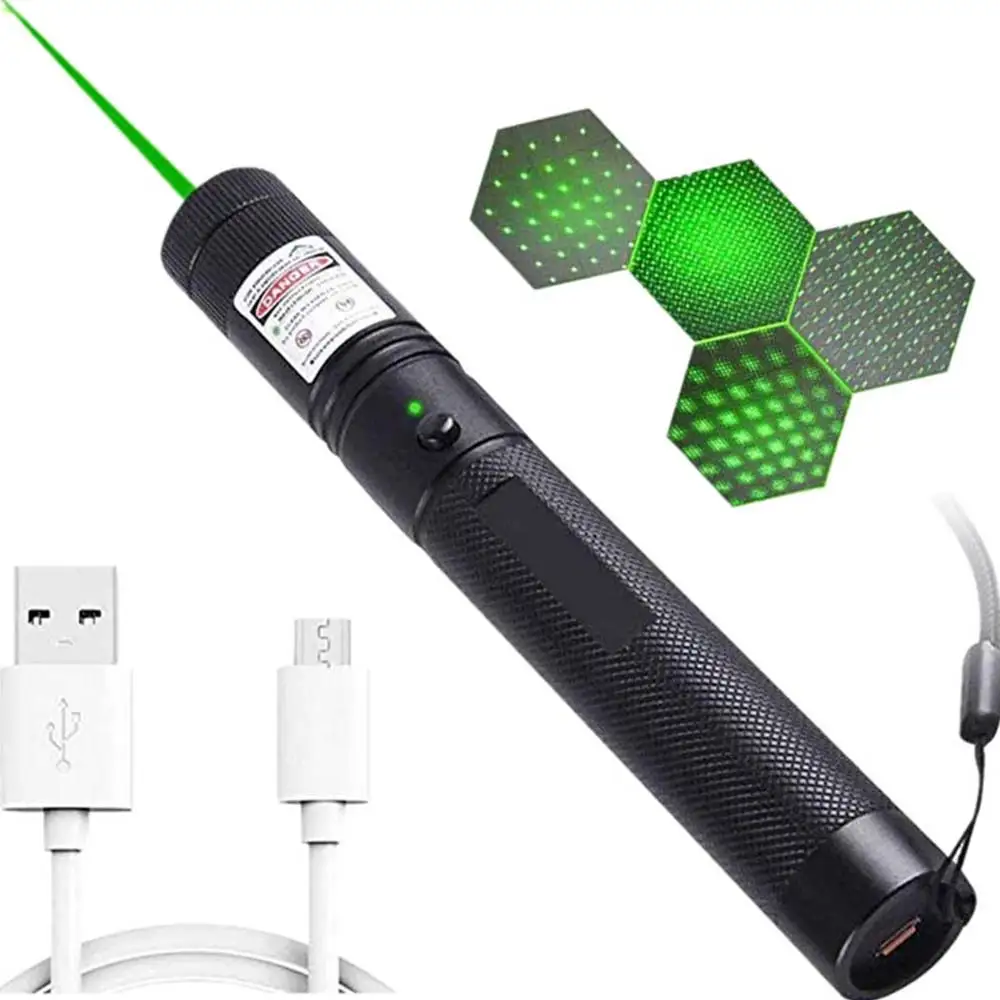 

USB rechargeable laser pointer, green/red gypsophila laser flashlight
