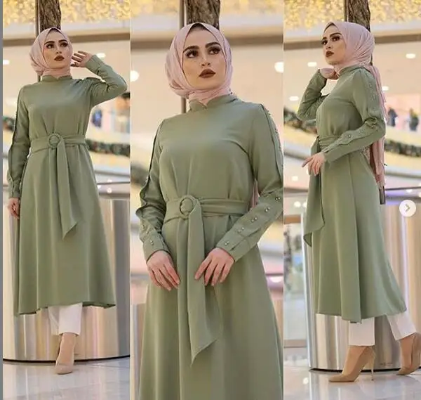 

New Abaya Designs Dress Dubai Abaya Wholesale Muslim Blouse with pant, Black ,blue ,maroon,navy,pink
