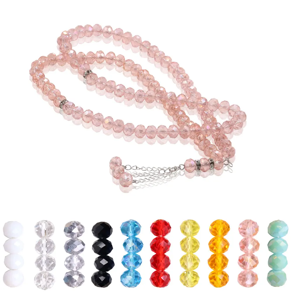

Assorted Color Crystal Tasbih Glass Beads Necklace Tasbeeh Prayer Beads, Any color is available