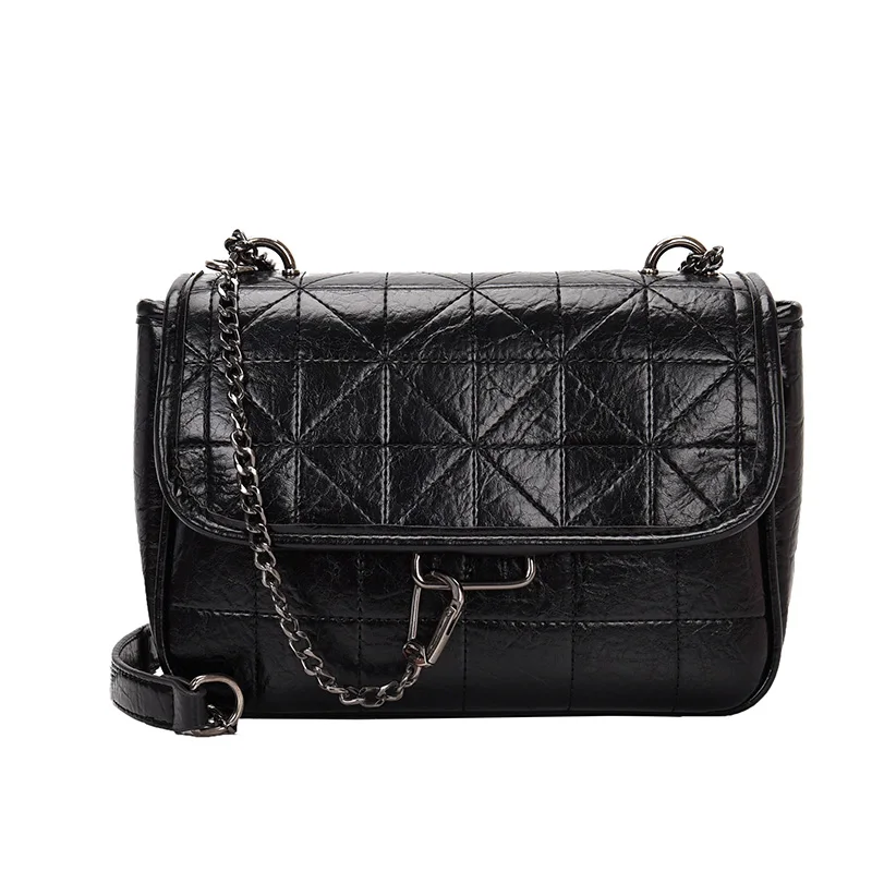
2020 spring and summer new wax cover texture chain sewing thread PU leather fashion Korean Chinese style business woman hand bag 