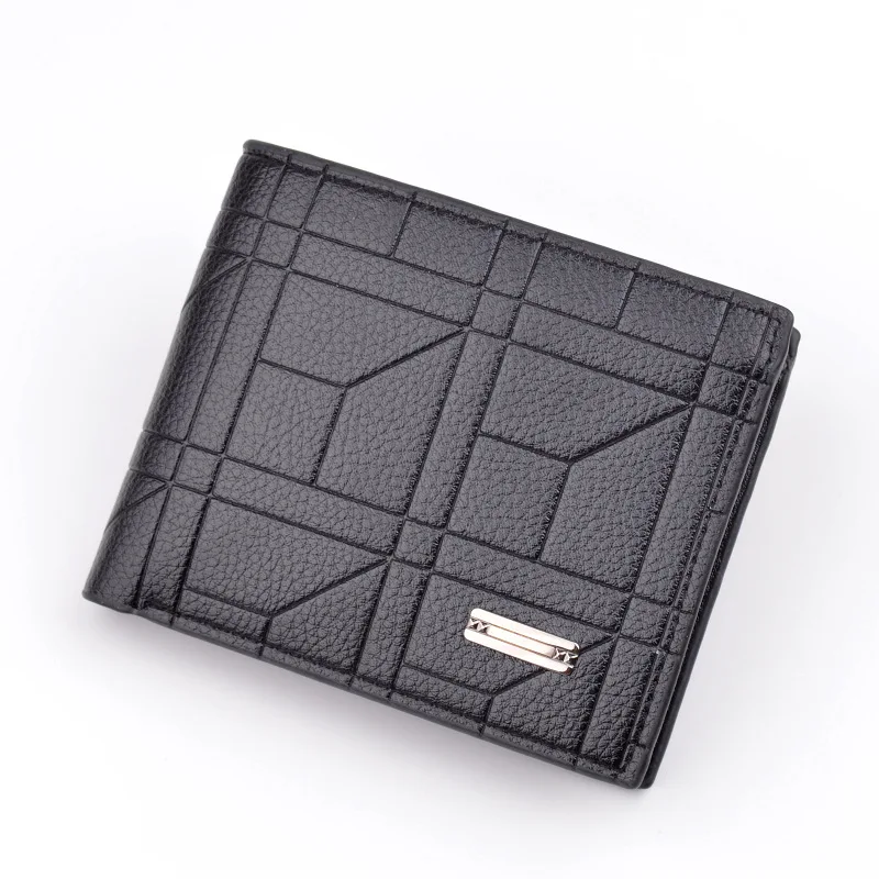

Wholesale fashion geometric pattern men's pu wallet short high-end mens wallet