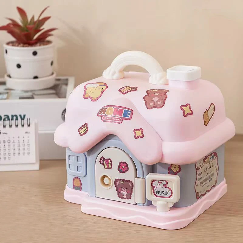 

big size safe large cute children cash house money saving box piggy bank for kids