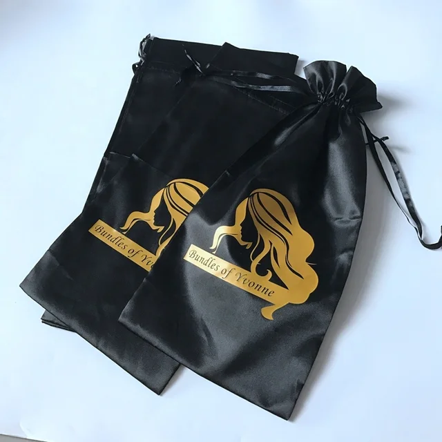 New Black Satin Drawstring Hair Bags And Pouches For New Black Satin Drawstring Hair Bags