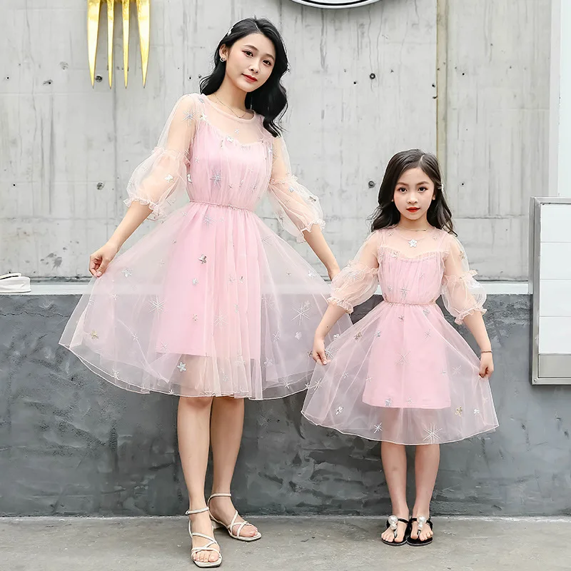 

New Korean children's skirt parent child skirt girl's summer mesh skirt