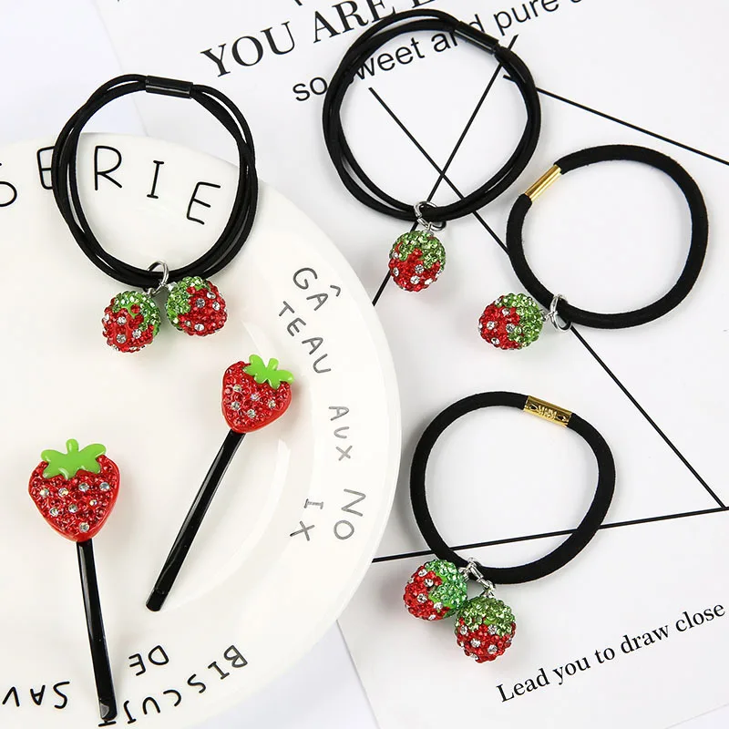 

2021 New Strawberry Hair Band Korea Hair Accessories Head Rope Fruit Hair Clip