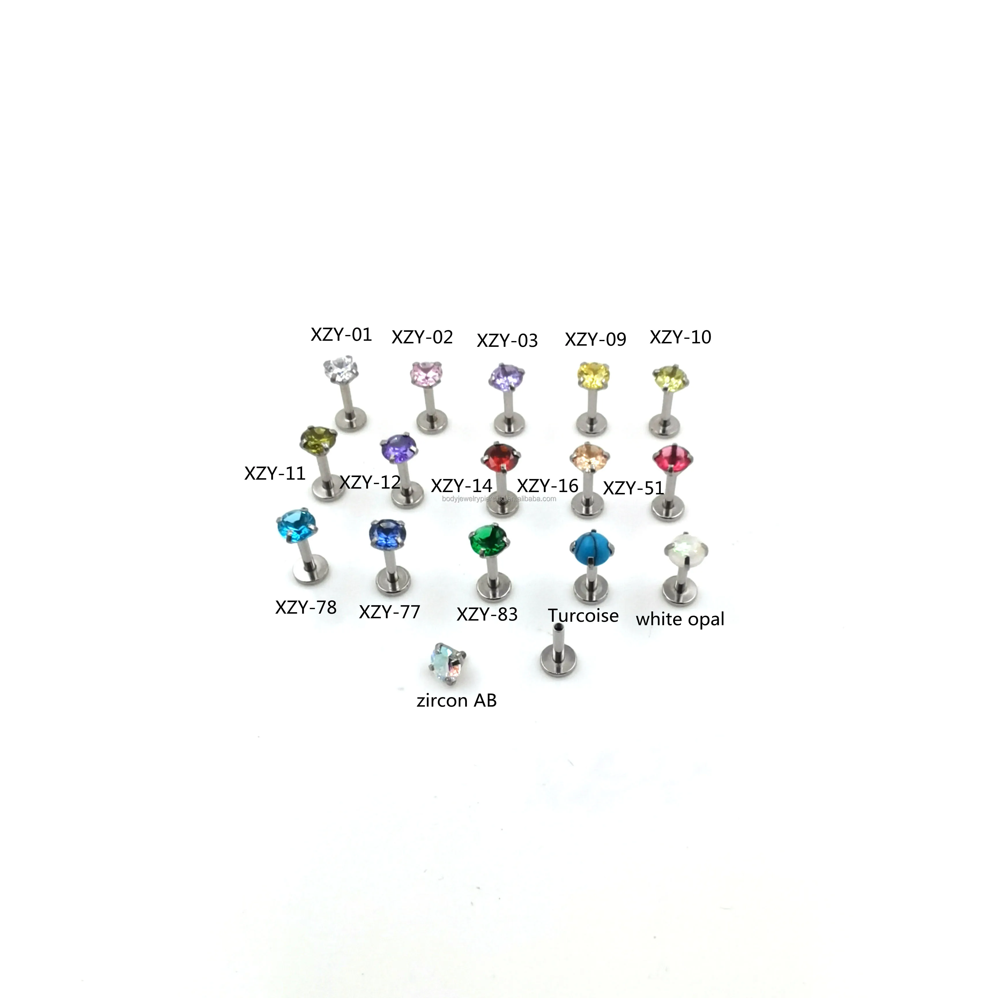

16G Stainless Steel Zircon Colorful Labret Stud Lip Rings Ear Cartilage Tragus Piercing Sexy Girls Jewelry, As show