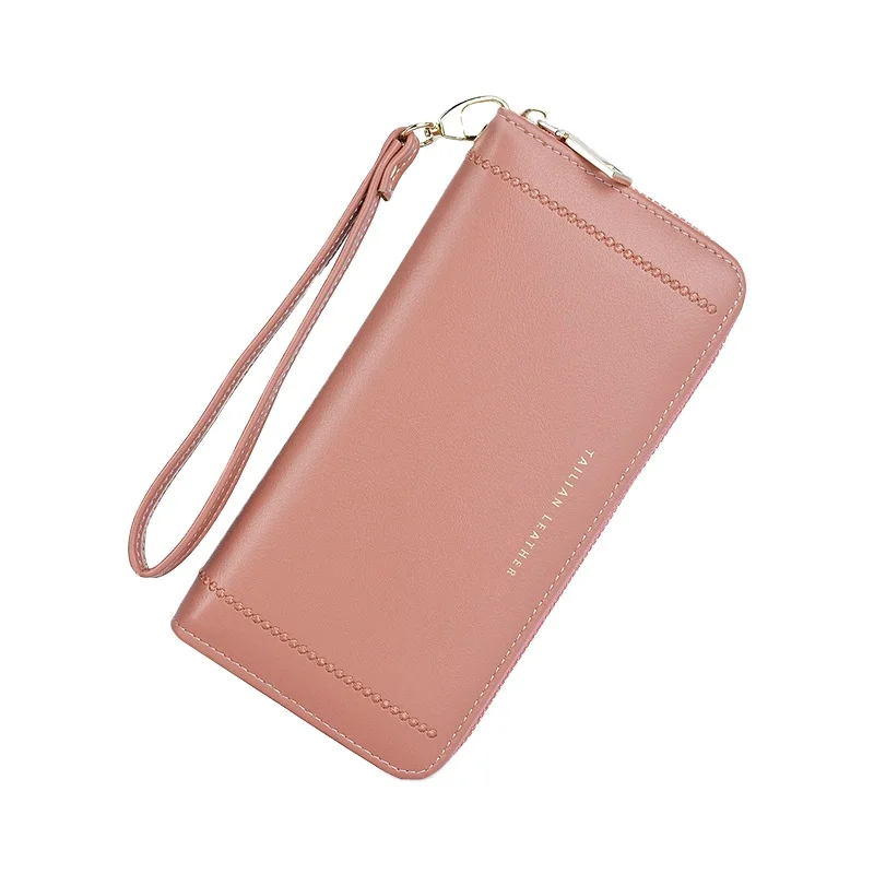 

Custom PU leather wallet portable fashion pocket card holder women phone purse zip around casual wallets simple high quality, Customized