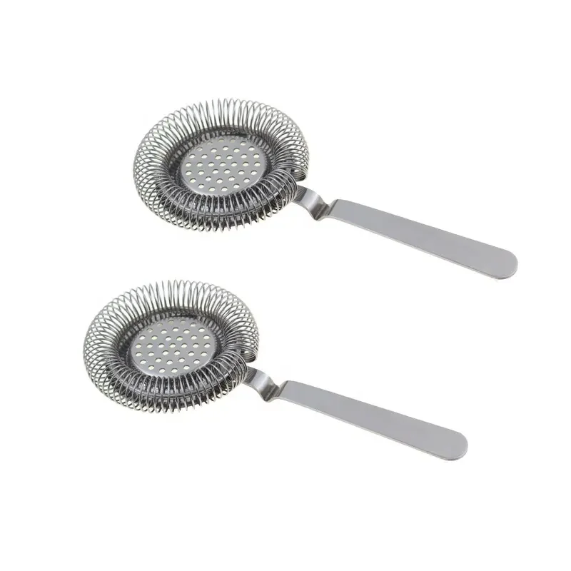 

Popular Style Custom Logo Stainless Steel 18/0 Cocktail Hawthorn Strainer with 100 Wire Spring