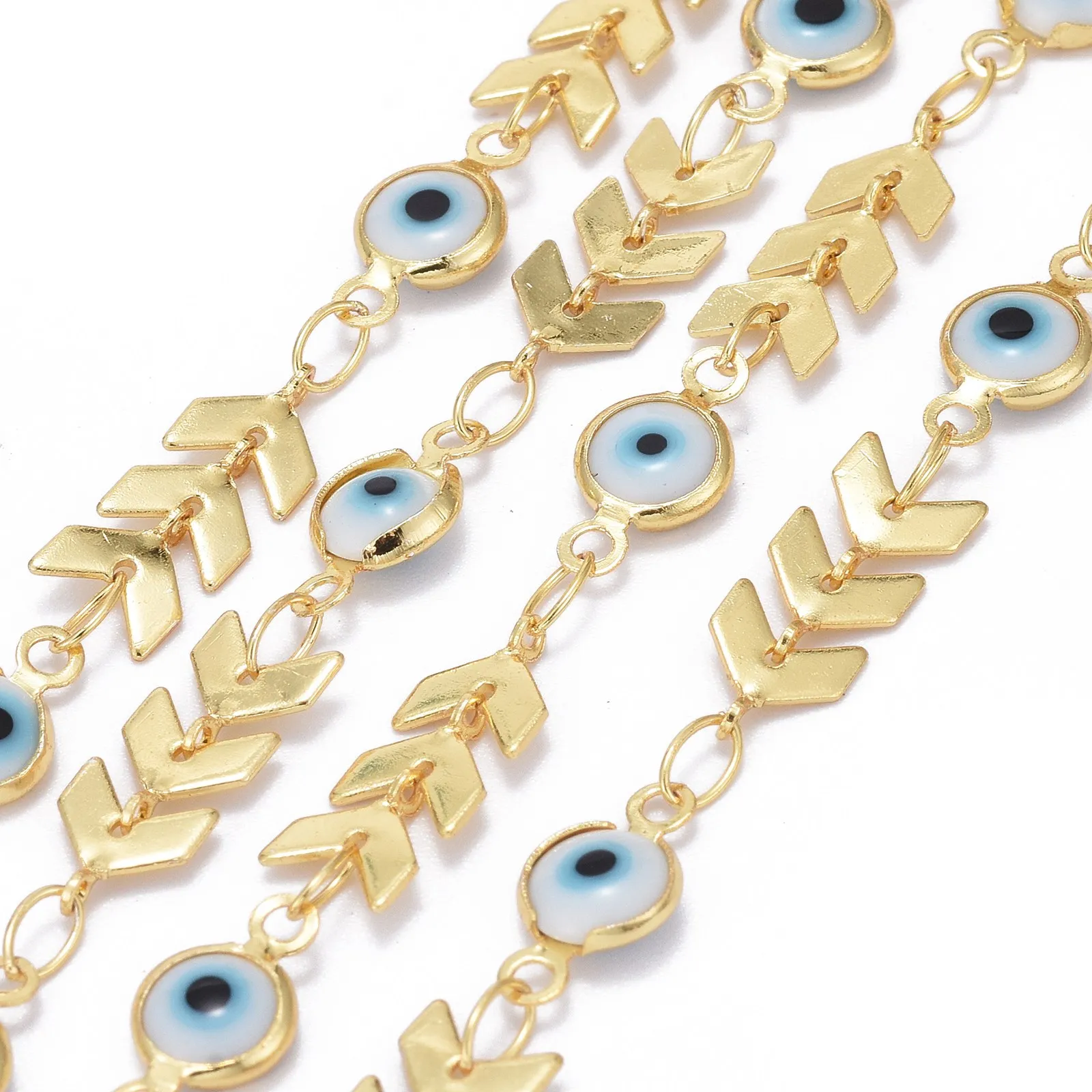 

PandaHall Real 18K Gold Plated Eye Enamel Links Brass Cobs Chains