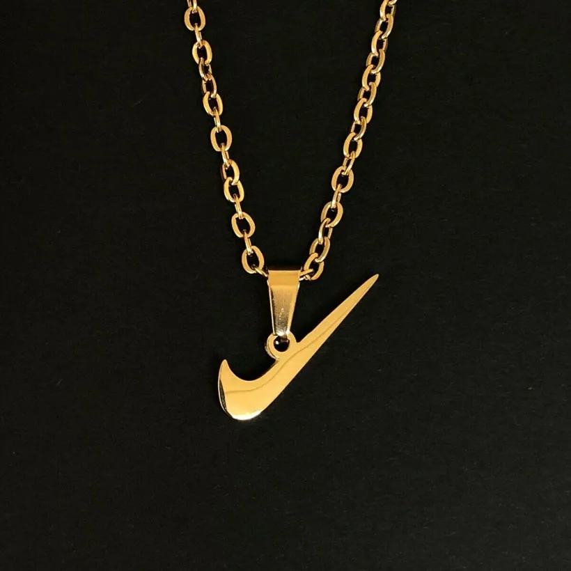 

New Gold Simple Design Hip hop Link Chain Necklace Women Men Inspired Symbol Custom Tick Choker Pendant Necklace Jewelry