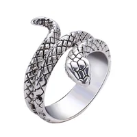 

Vintage Silver Lacquer Jewelry Snake Pattern Custom Silver Ring Antique Silver Environmental Alloy Snake Ring