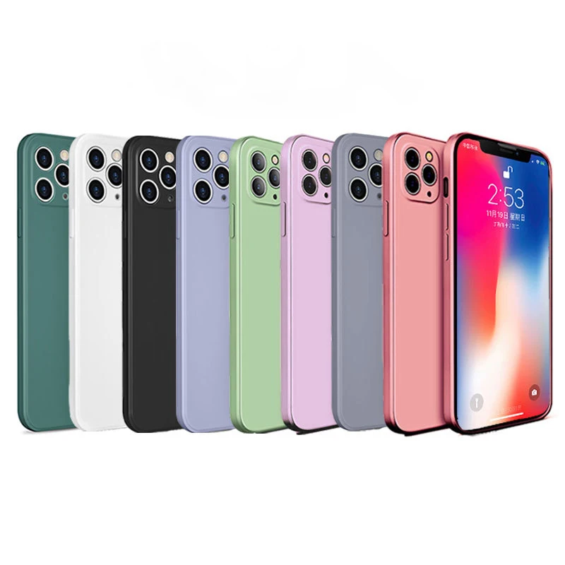 

Matte Custom Rubber Ultra Thin Shockproof Tpu Liquid Square Silicone Soft Phone Case For Iphone 11 12 Pro Max, Light blue/dark blue/green/pink/black