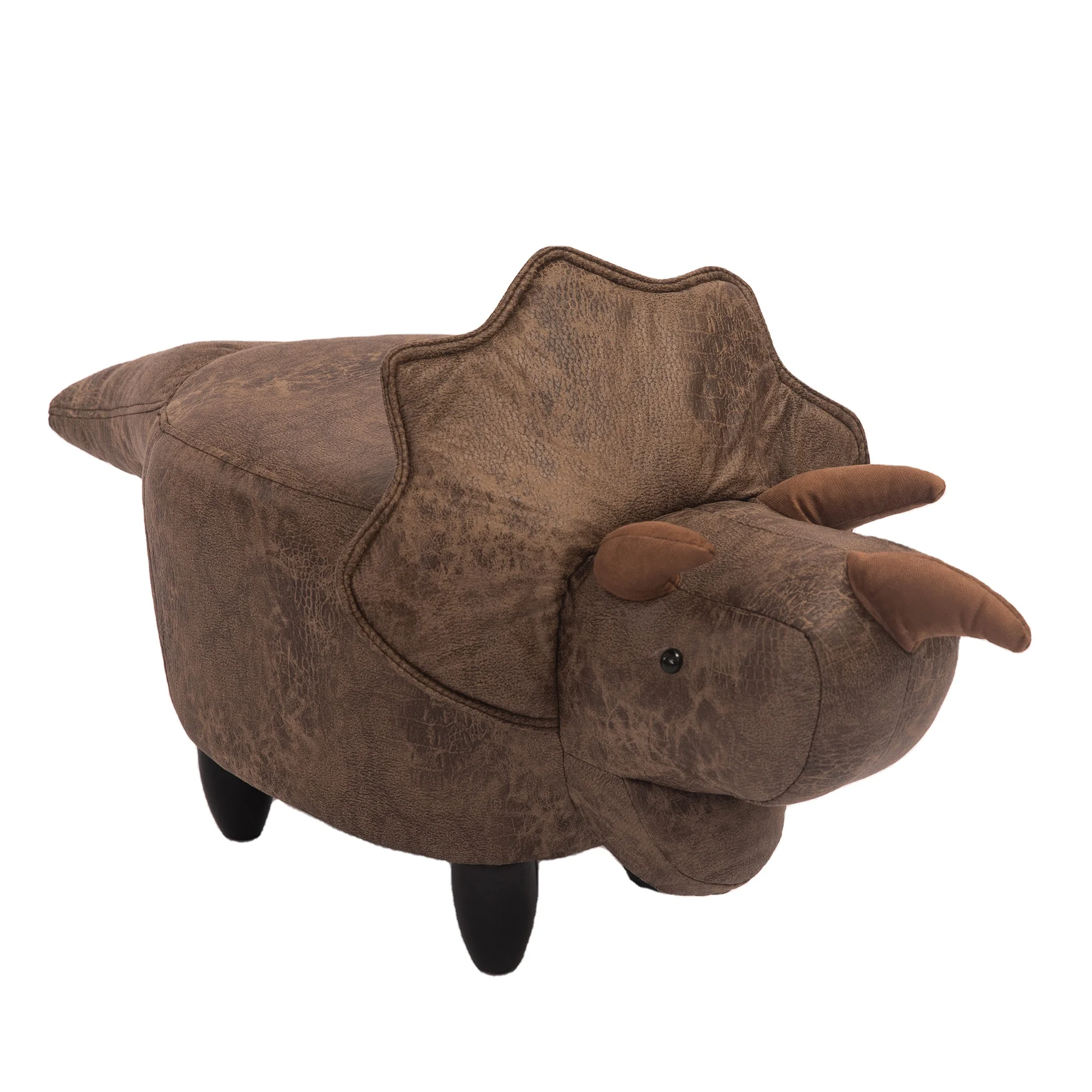 

New products kids animal soft seating green suede storage dinosaur ottoman, Brown green chocolate ect.